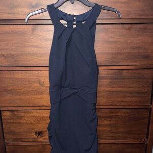 Macy’s | Navy Emerald Sundae Juniors' Shirred Halter Dress